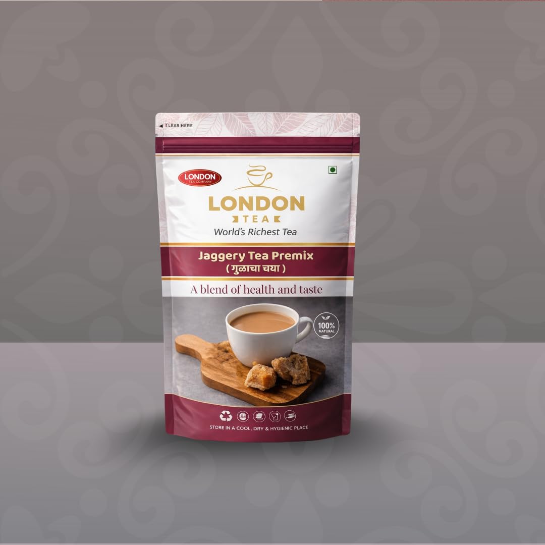 London Tea -Jaggery Masala Tea Readymix (250 g) | Just Add Milk | 3 in 1 Chai mix with Chemical-free Jaggery powder, | Masala Spices & Assam Tea | Premium Tea Masala Mix